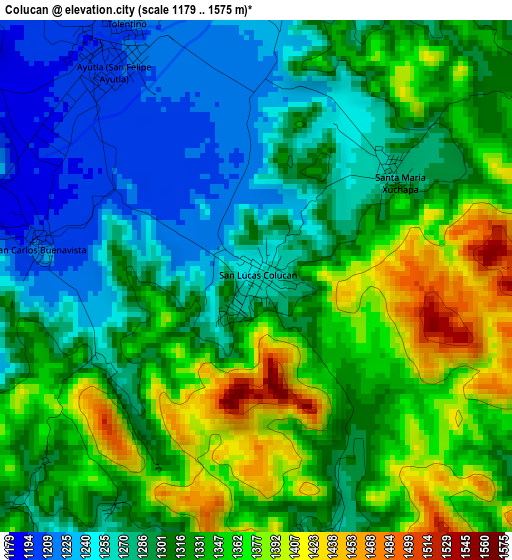 Colucan elevation map