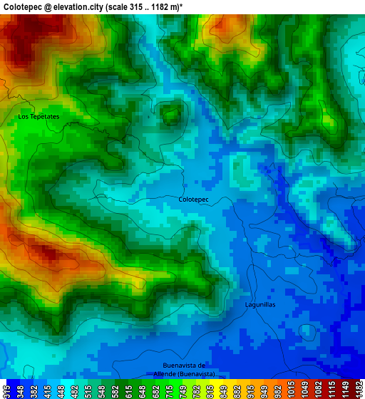 Colotepec elevation map