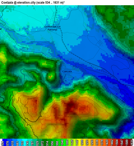 Coetzala elevation map