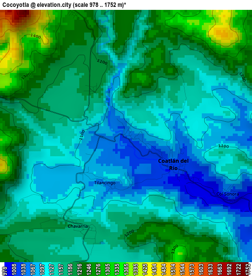 Cocoyotla elevation map