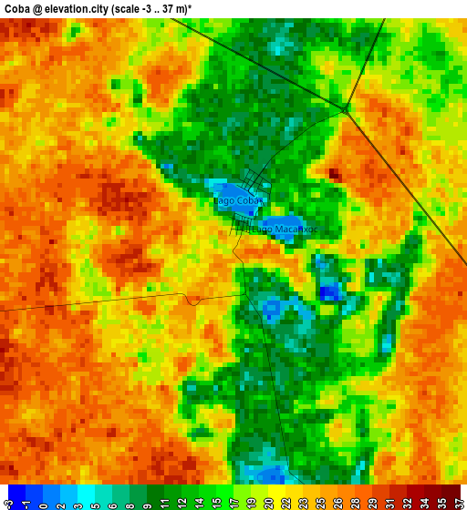 Coba elevation map