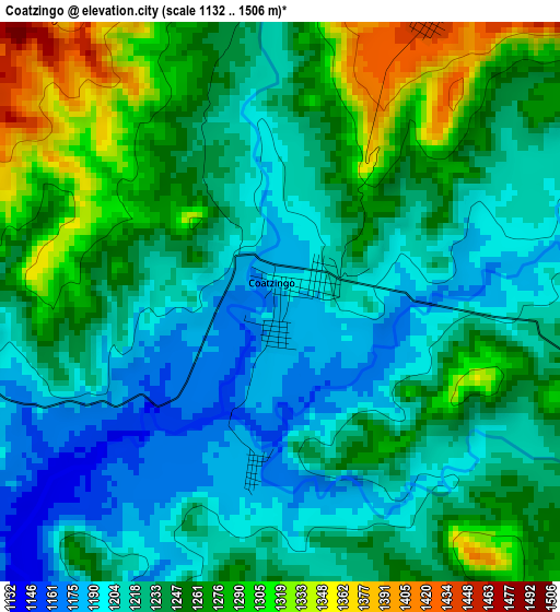 Coatzingo elevation map