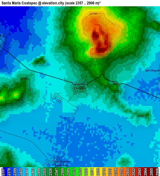 Santa Maria Coatepec elevation map