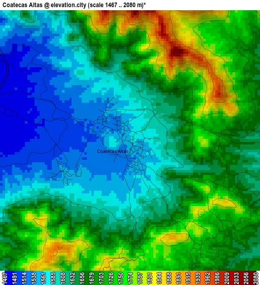 Coatecas Altas elevation map