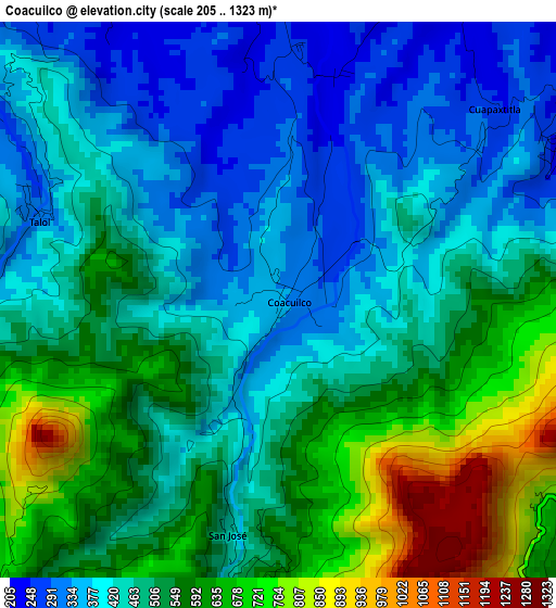 Coacuilco elevation map