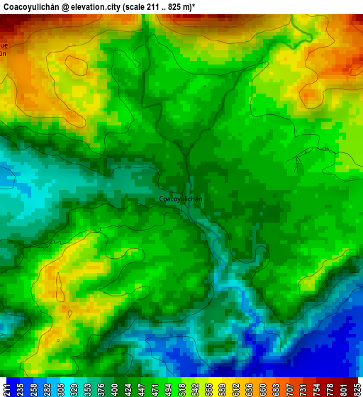 Coacoyulichán elevation map