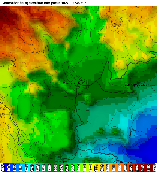 Coacoatzintla elevation map