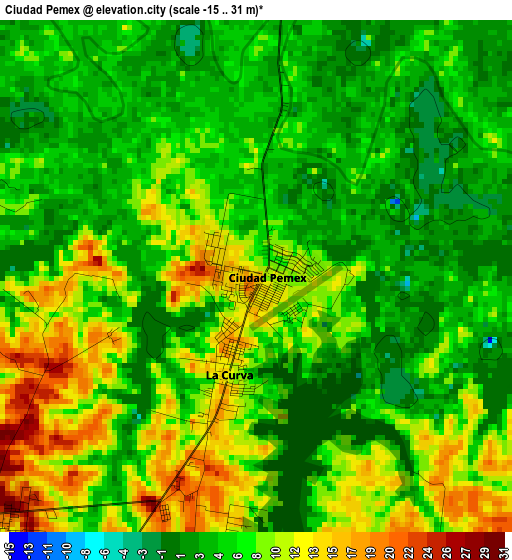 Ciudad Pemex elevation map