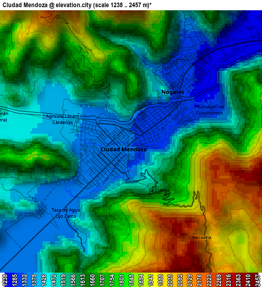 Ciudad Mendoza elevation map