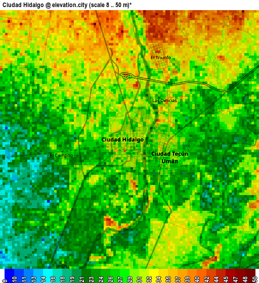 Ciudad Hidalgo elevation map