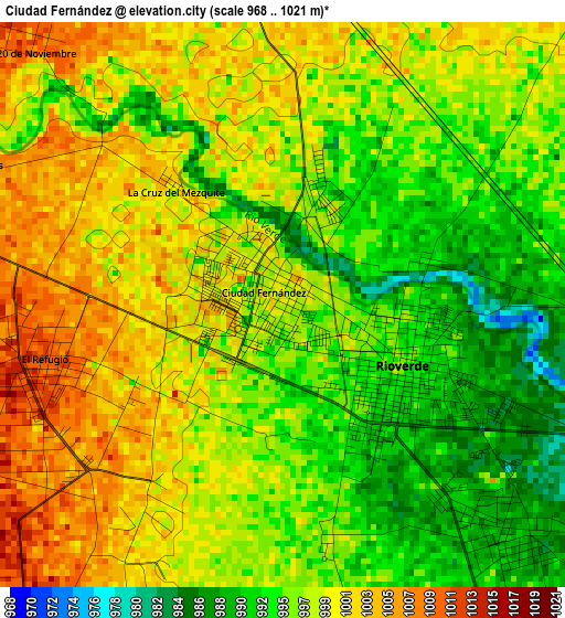 Ciudad Fernández elevation map