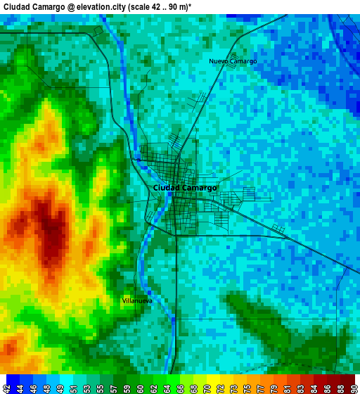 Ciudad Camargo elevation map