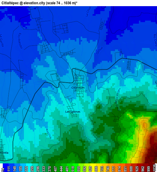 Citlaltépec elevation map