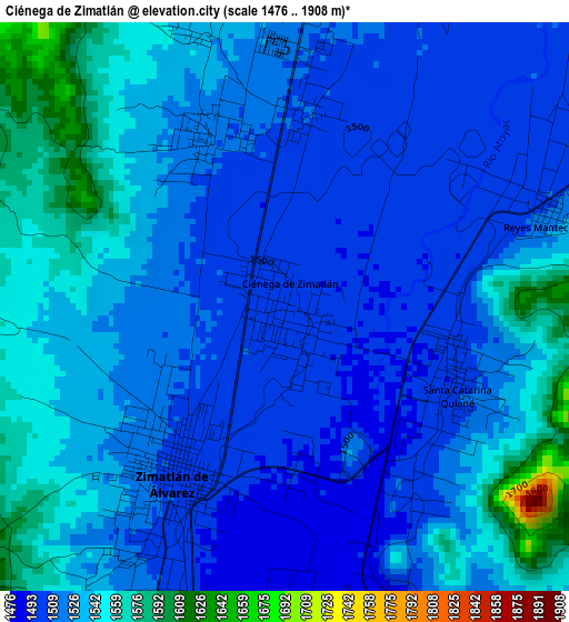 Ciénega de Zimatlán elevation map