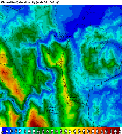 Chumatlán elevation map