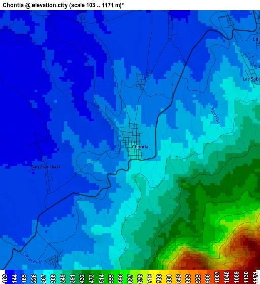 Chontla elevation map