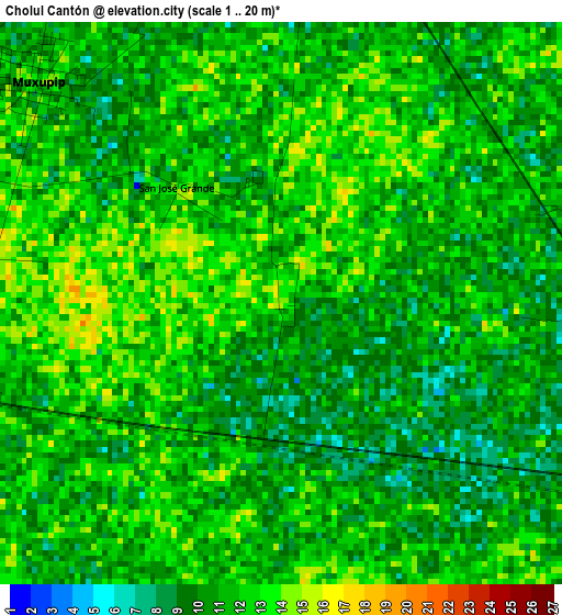 Cholul Cantón elevation map