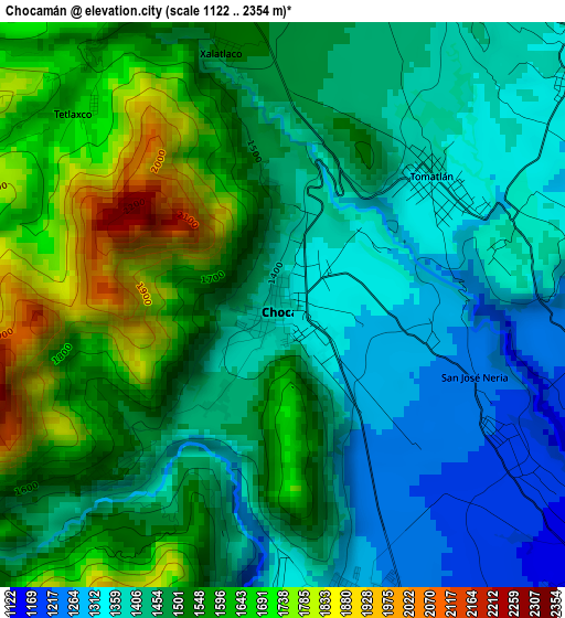 Chocamán elevation map