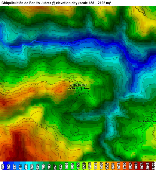 Chiquihuitlán de Benito Juárez elevation map