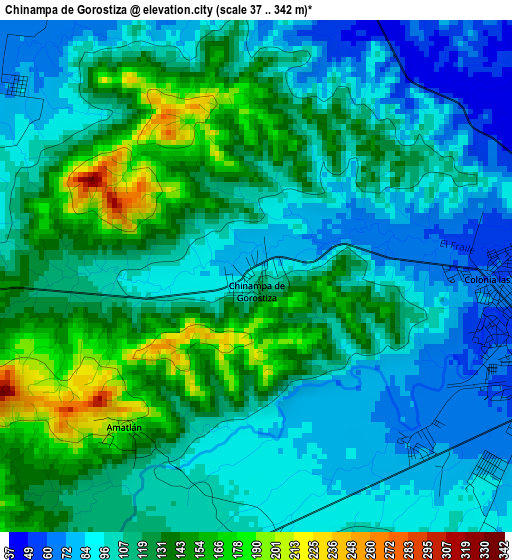 Chinampa de Gorostiza elevation map