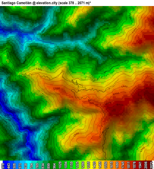 Santiago Camotlán elevation map