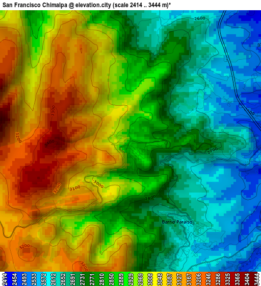 San Francisco Chimalpa elevation map