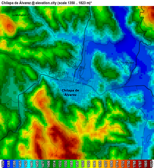 Chilapa de Álvarez elevation map