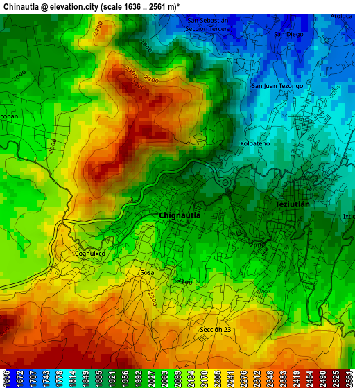 Chinautla elevation map