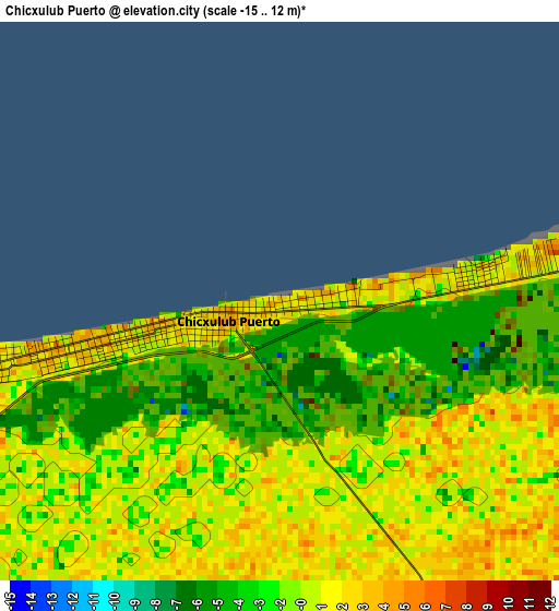 Chicxulub Puerto elevation map