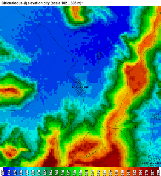 Chicualoque elevation map