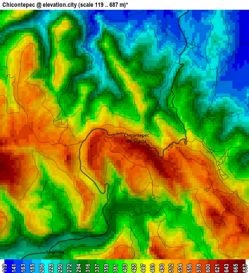 Chicontepec elevation map