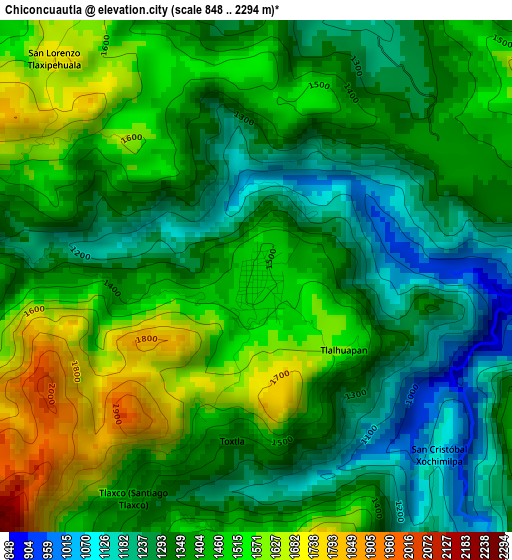 Chiconcuautla elevation map