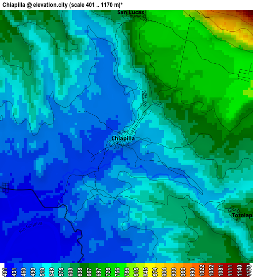 Chiapilla elevation map