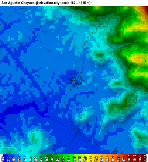 San Agustín Chayuco elevation map