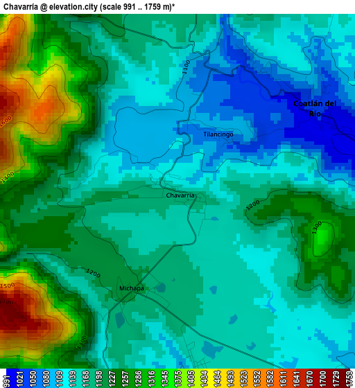 Chavarría elevation map