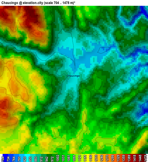Chaucingo elevation map