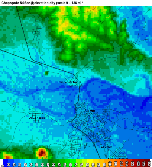 Chapopote Núñez elevation map