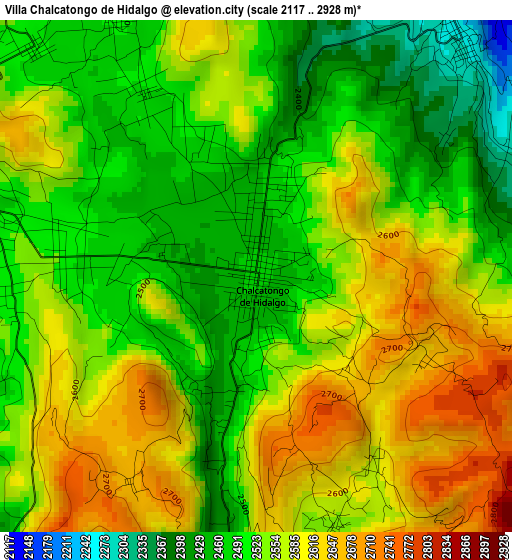 Villa Chalcatongo de Hidalgo elevation map