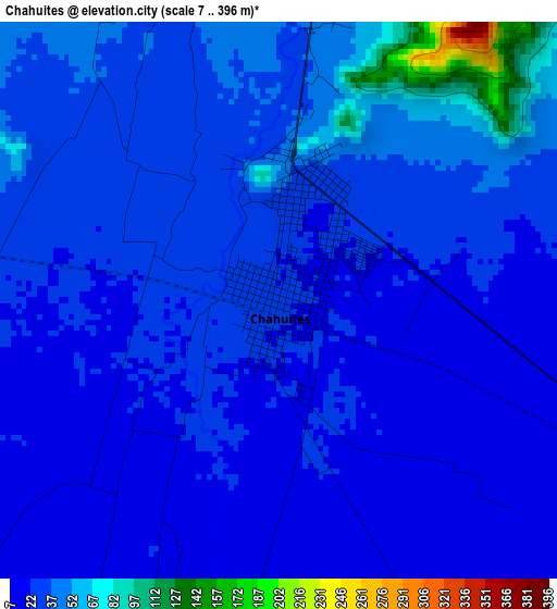 Chahuites elevation map