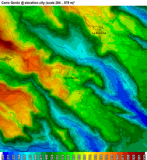 Cerro Gordo elevation map