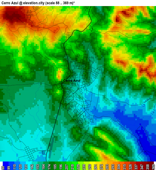 Cerro Azul elevation map