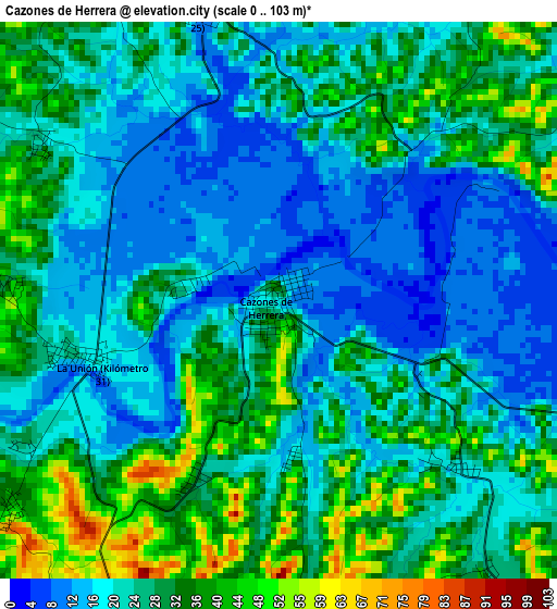 Cazones de Herrera elevation map