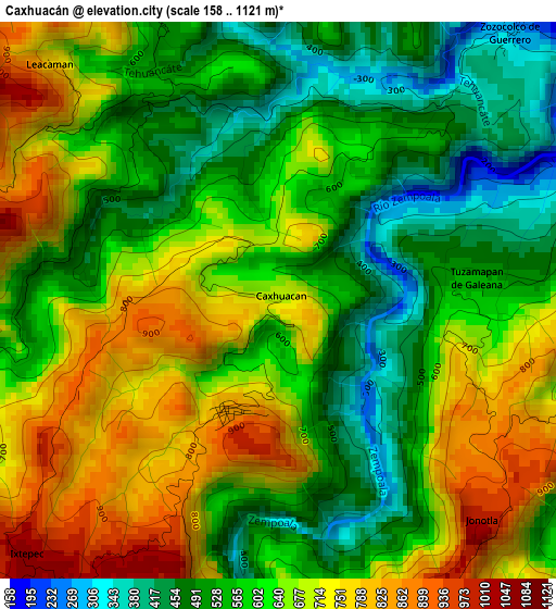 Caxhuacán elevation map