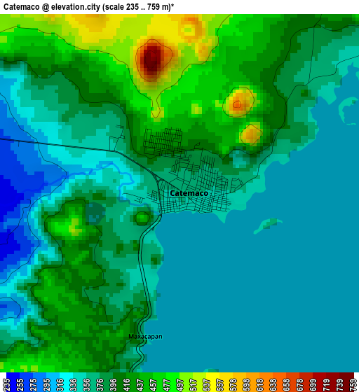 Catemaco elevation map