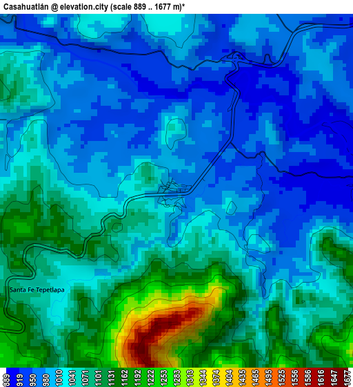 Casahuatlán elevation map