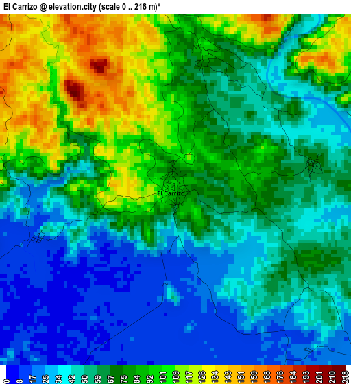 El Carrizo elevation map