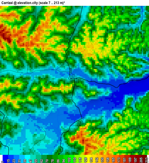 Carrizal elevation map