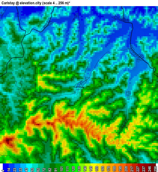 Caristay elevation map