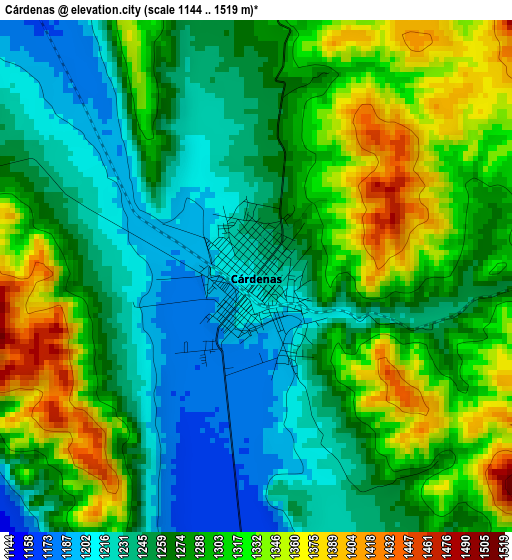 Cárdenas elevation map