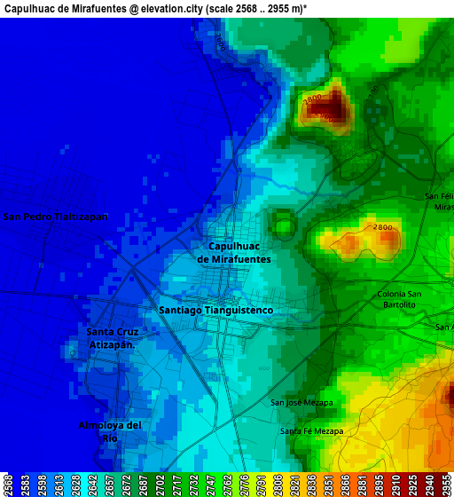 Capulhuac de Mirafuentes elevation map